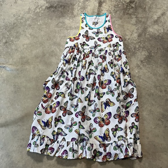 Stella McCartney Kids Girls Dress Sz 10 Sleeveless Butterfly Multi Ruffle Hem - Picture 1 of 9